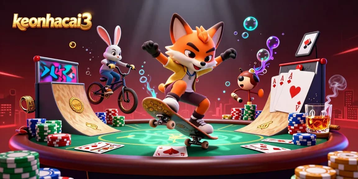 Engage with keonhacai3 in a thrilling scene of high-stakes action and vibrant casino elements.