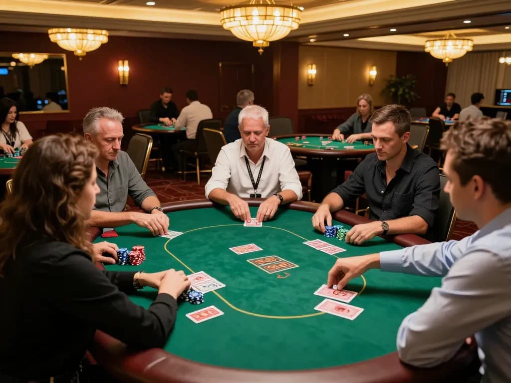 Players at poker tables enjoying thrilling games at https://impactxoft.com/ in a vibrant casino atmosphere.