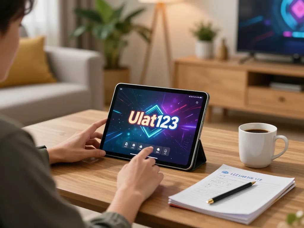 Pemain yang merancang strategi di aplikasi mobile Ulat123 selama sesi permainan santai di malam hari