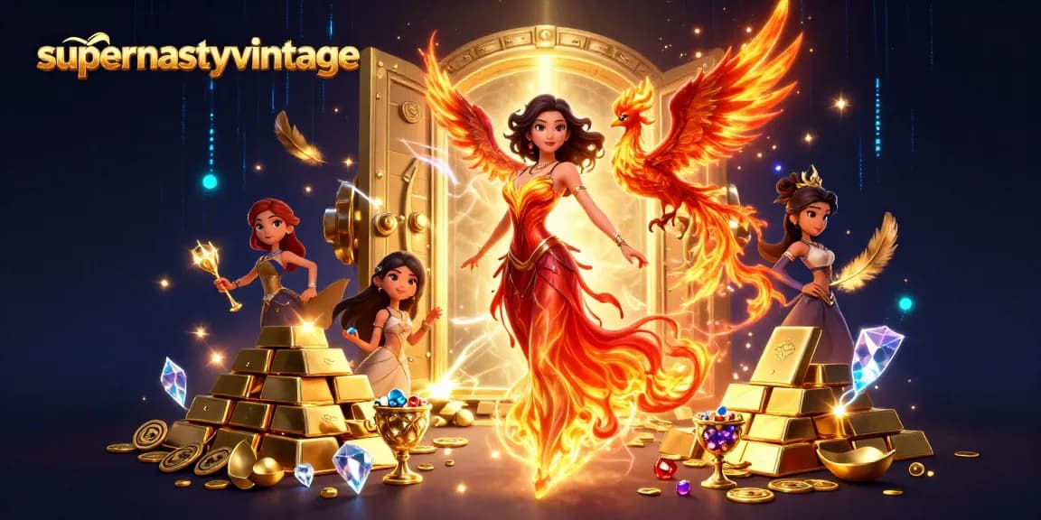 supernastyvintage captures a vibrant casino scene with treasures and magical elements