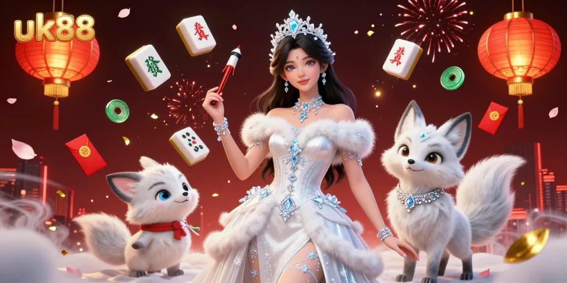 Experience the excitement of uk88 with vibrant casino elements and a winter-themed aesthetic.