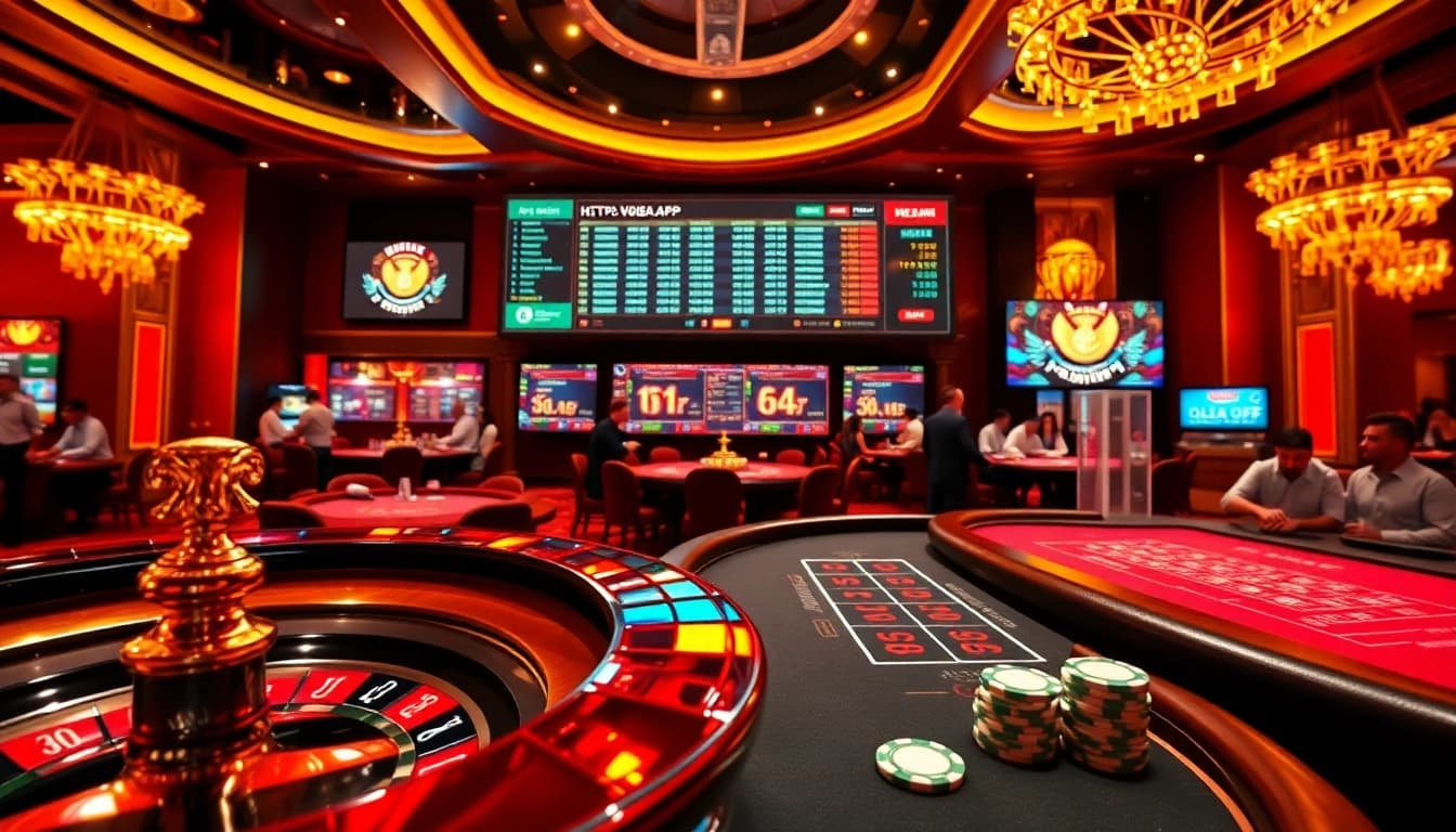 The casino floor at https://vn88a.app/ showcases vibrant games with roulette and enthusiastic players.