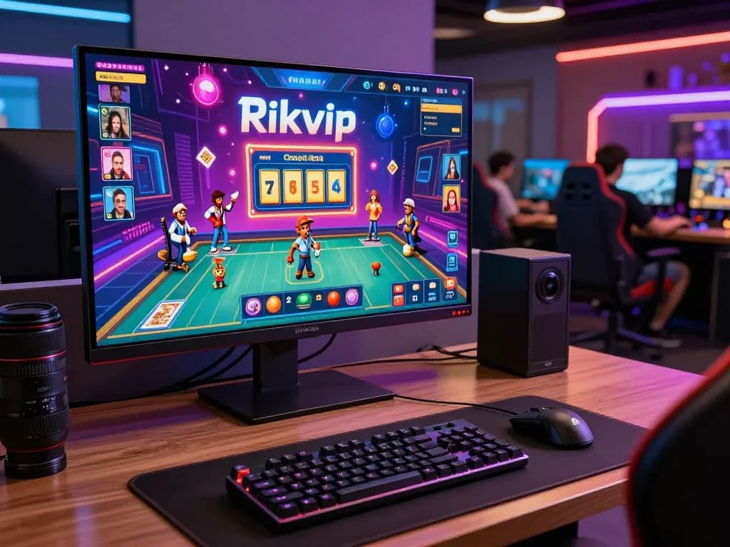 Engaged players enjoying Rikvip's vibrant online gaming experience with colorful graphics and interactive elements.