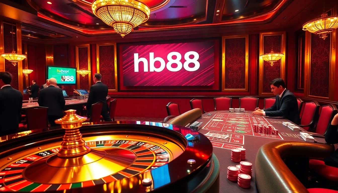 Experience the excitement of hb88 at a luxurious casino table filled with chips and cards.