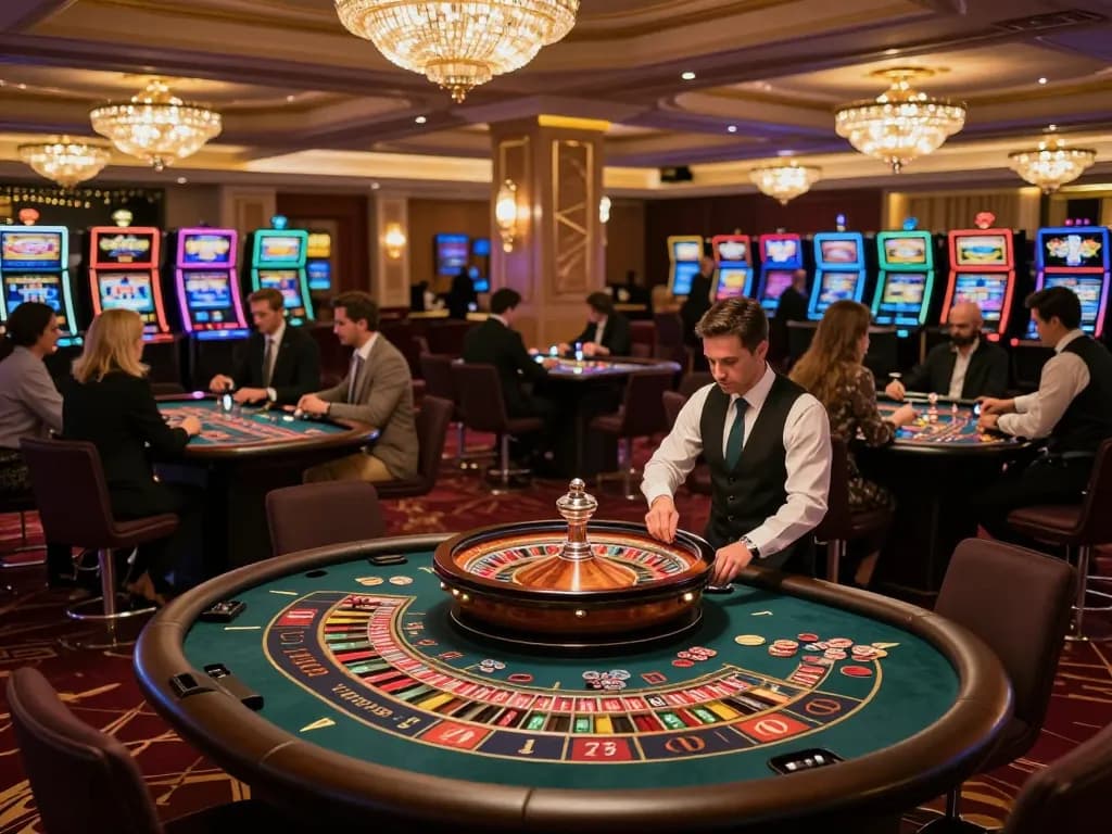 Players enjoying thrilling roulette action at open 88 casino with vibrant casino lights.