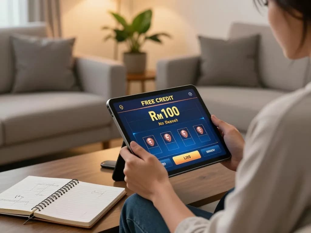 Terlibat dalam permainan dalam talian dengan kredit percuma rm100 tanpa deposit pada tablet bergaya dalam suasana yang selesa.