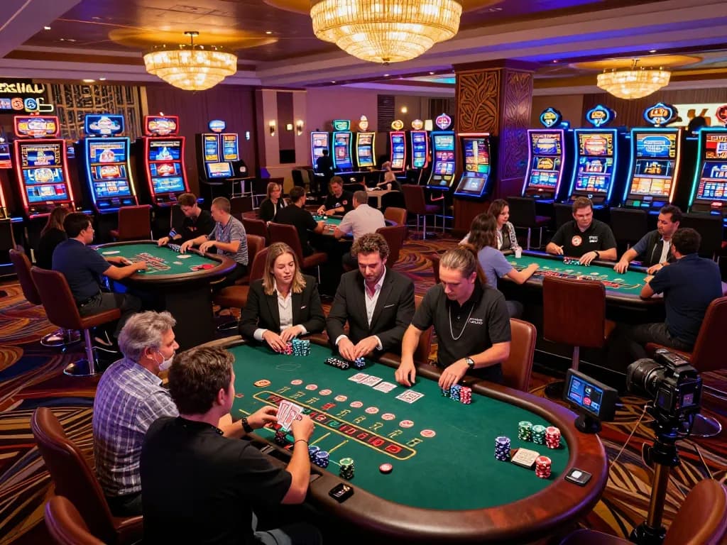A thrilling blackjack showdown with players and dealers, showcasing SC88 strategic gameplay.