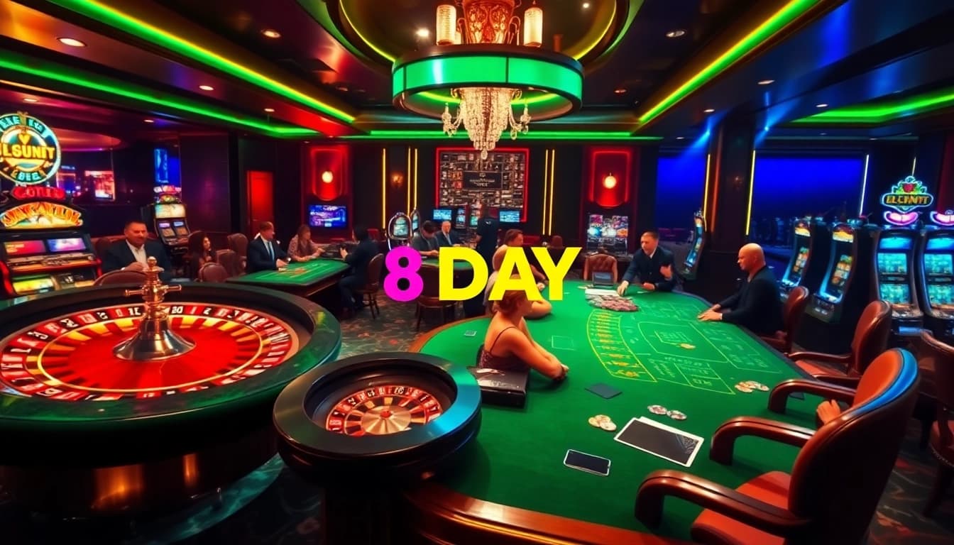 Engaging casino scene featuring immersive gaming and excitement at 8DAY.