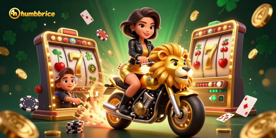 Join the thrill of thumbbrace-inspired gaming with slots and jackpots in this dynamic illustration.