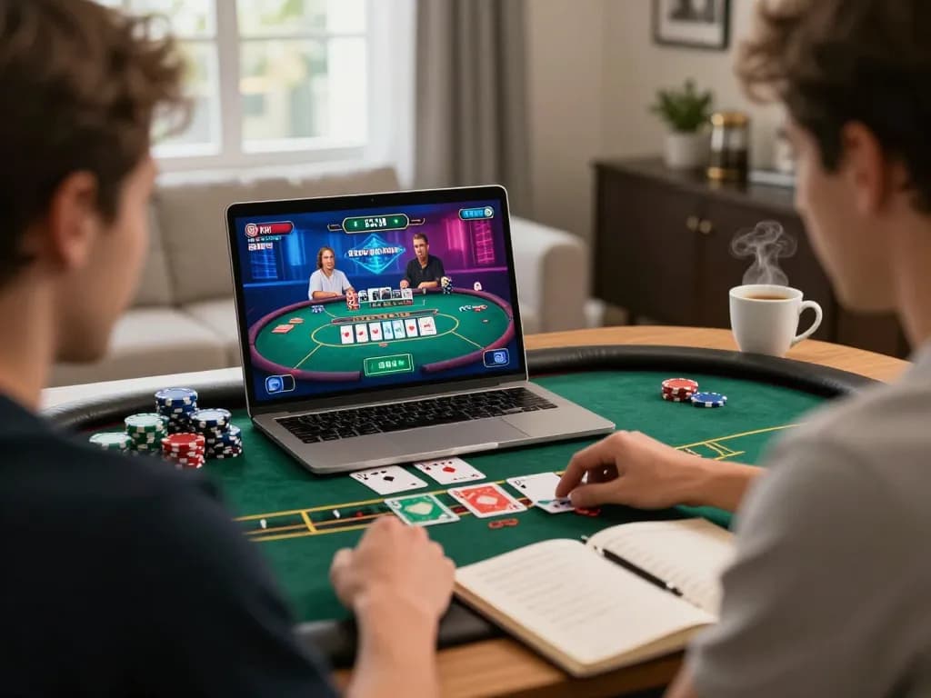 F168 online poker game setup with player engaged in strategic gameplay at home