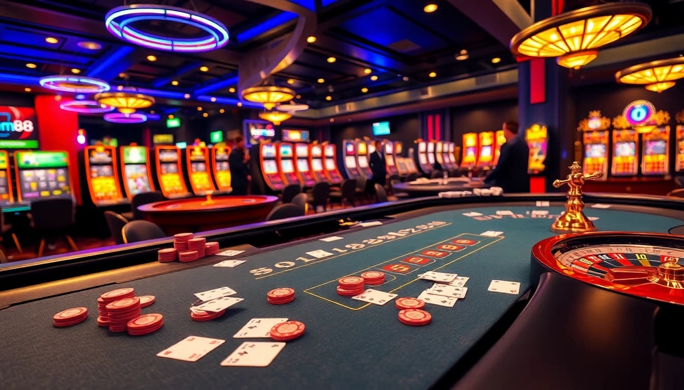 Experience the excitement of bem88 with vibrant casino visuals showcasing strategic gaming elements.