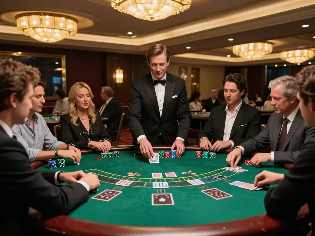 Experience the thrill of blackjack at taixiusunwin.art with players engaging in strategic bets at a stylish table.