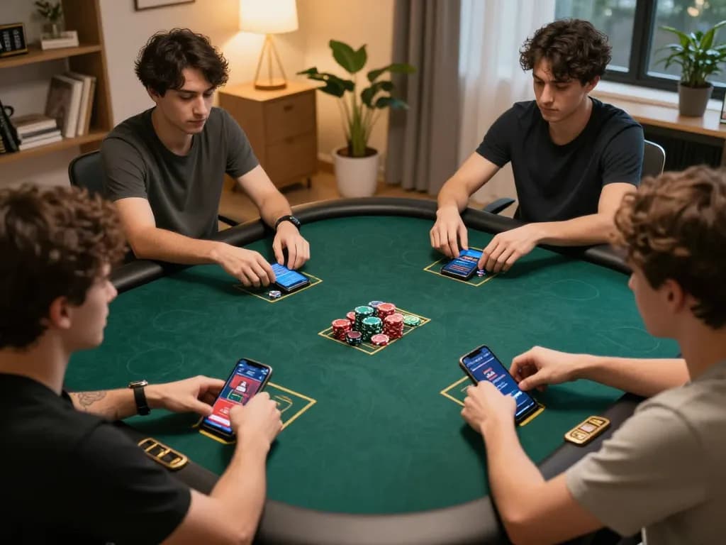 Pemain terlibat secara strategis dalam poker online di platform dewi100 dalam pengaturan rumah yang nyaman