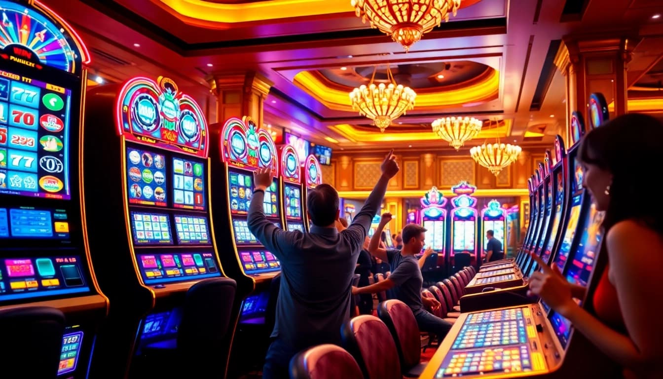 Permainan slot xgslot88 yang menarik dengan mesin cerah dan pemain yang bersenang-senang.