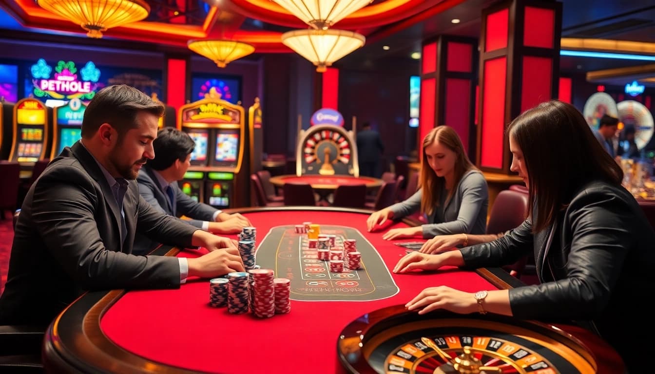 Experience the excitement of game đánh bài đổi thưởng at a luxurious casino table.