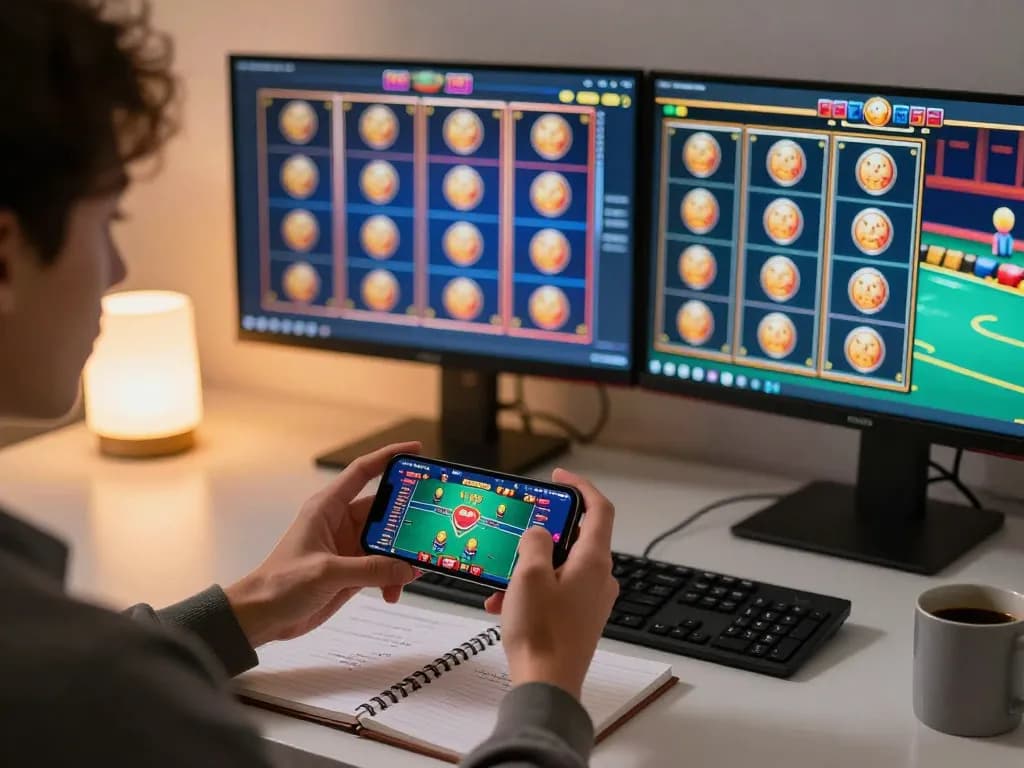 Experience vipwin action as a player engages in intense online gaming on their smartphone.