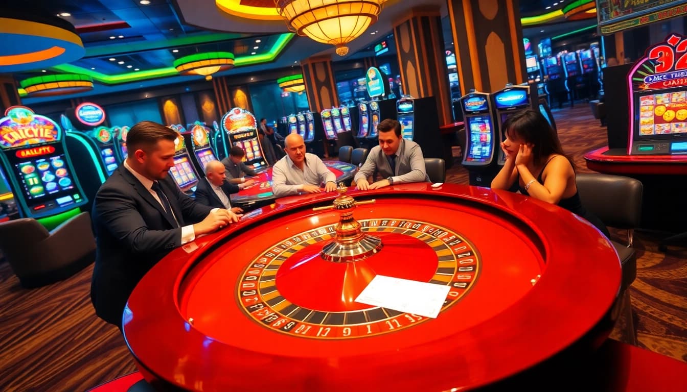 Exciting gambling action with players at the roulette table, inspired by https://ga888v.net/.
