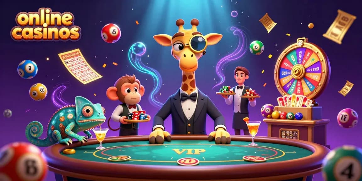 Experience the excitement of online casinos with a high-roller giraffe and lively gambling action!