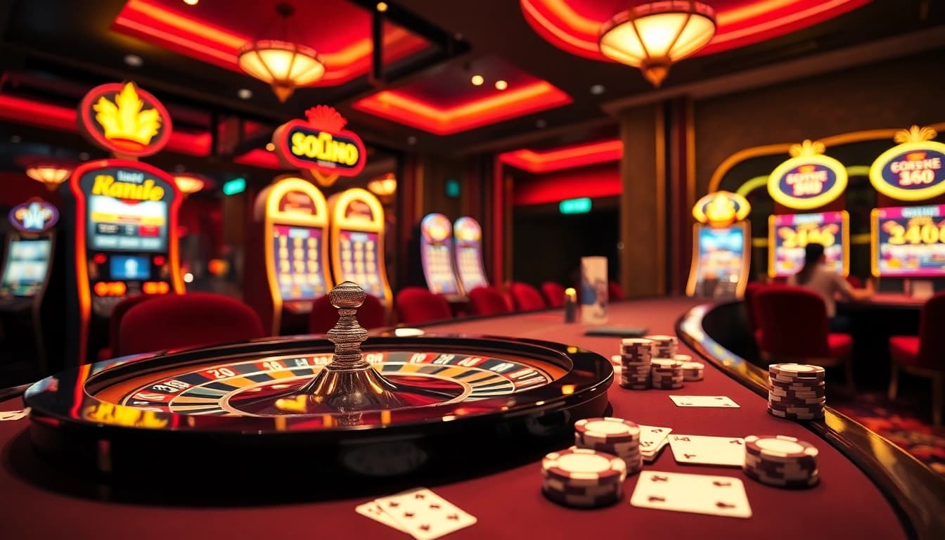 SODO66 casino scene featuring roulette, poker chips, and vibrant online betting interface.