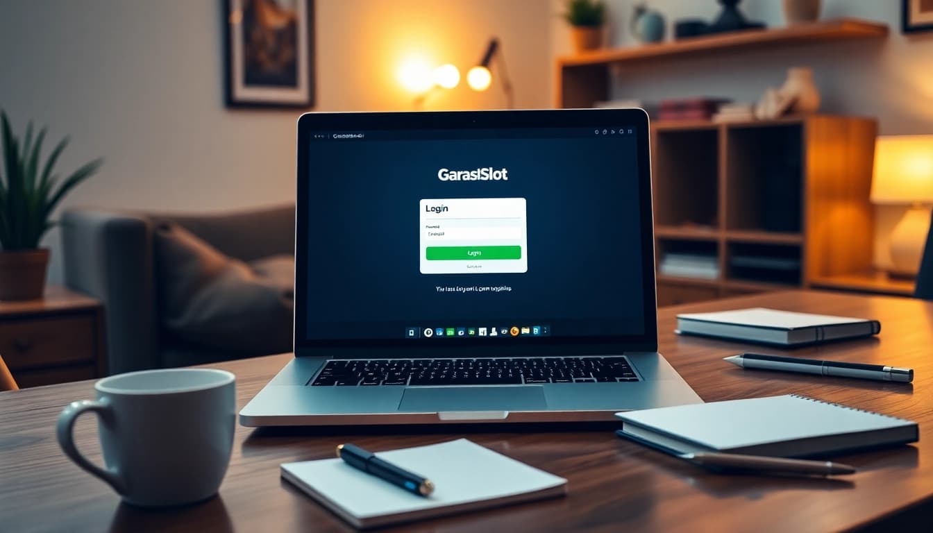 Masuk ke garasislot login dengan laptop modern di meja kerja yang rapi.