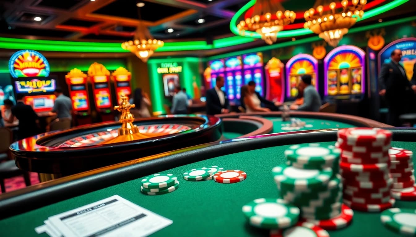 Engage in thrilling betting experiences with Situs Judi Bola Piala Dunia 2028 at a luxurious casino setting.