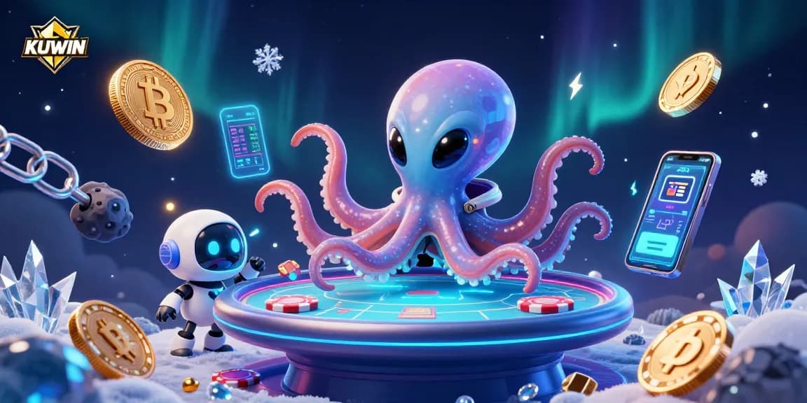 KUWIN offers thrilling gameplay at a holographic poker table with cosmic elements.
