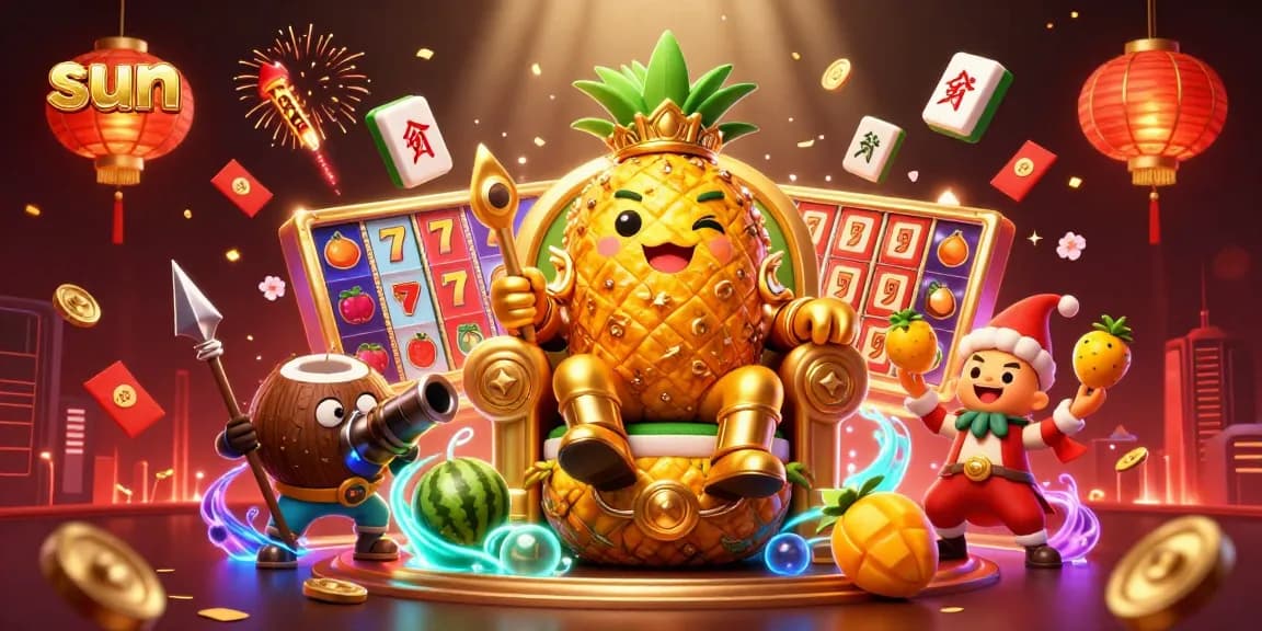 Engage in thrilling slots action with the sun-themed casino illustration featuring vibrant characters and rich elements.