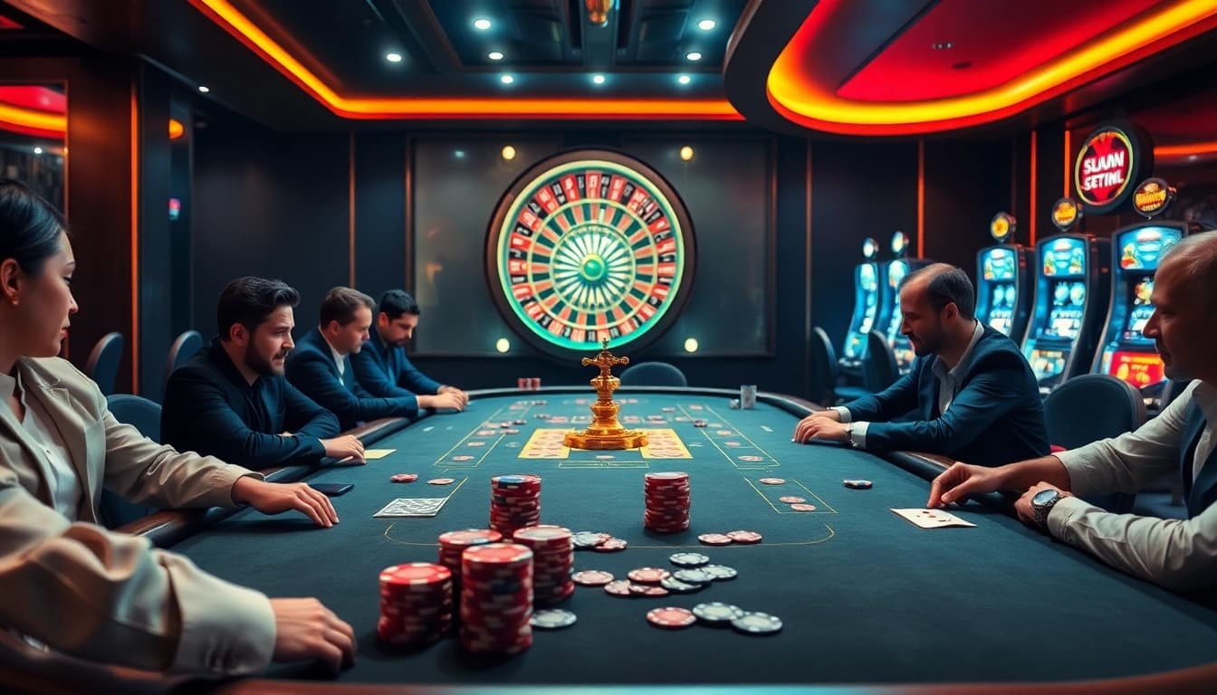 Experience thrilling gameplay at sa88's premier gambling venue, adorned with vibrant poker tables and enchanting roulette wheels.