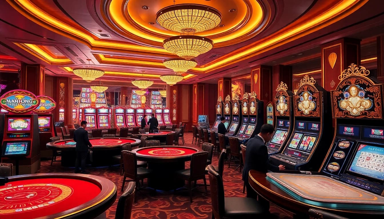 Engage with an akun demo at stunning casino tables featuring mahjong-themed designs and luxury elements.