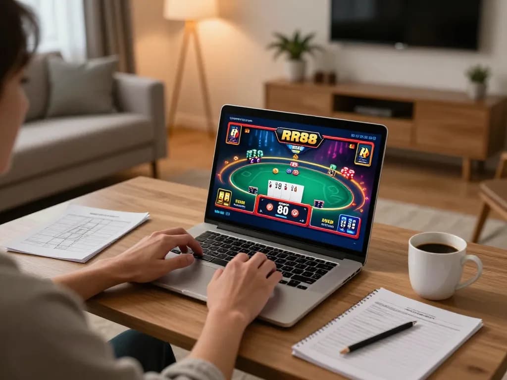 Experience the thrill of playing RR88 online poker in a cozy home setting with strategy notes.