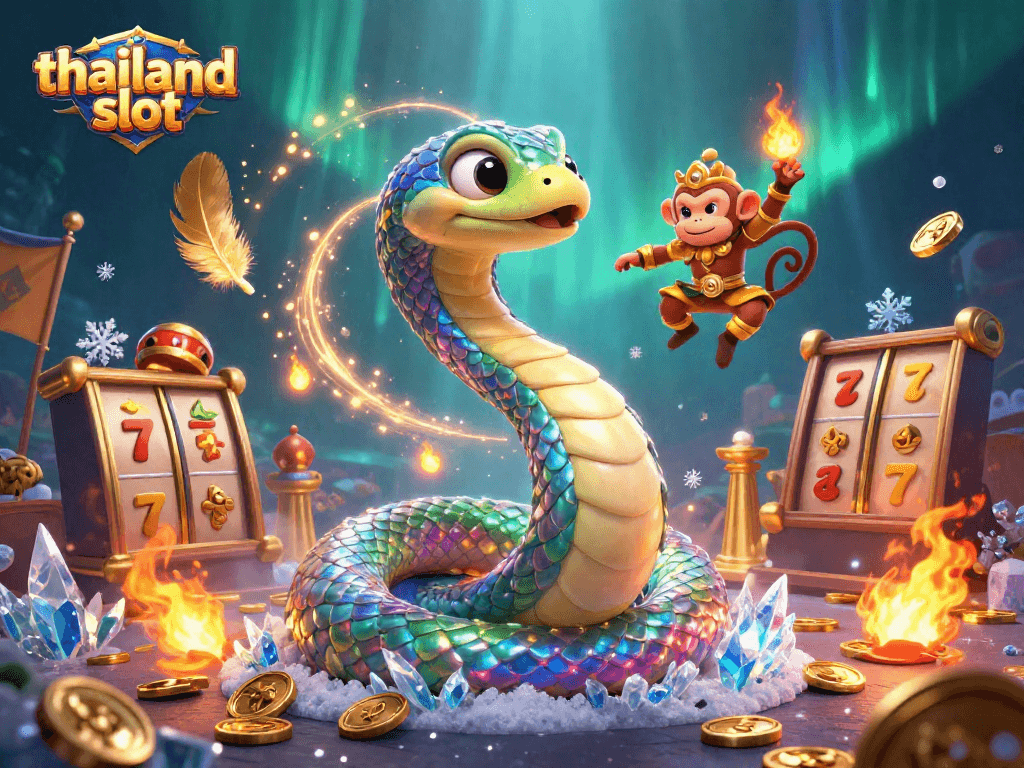 Experience thrilling gameplay at thailand slot with a colorful 3D cartoon scene featuring vibrant characters and engaging slot elements.