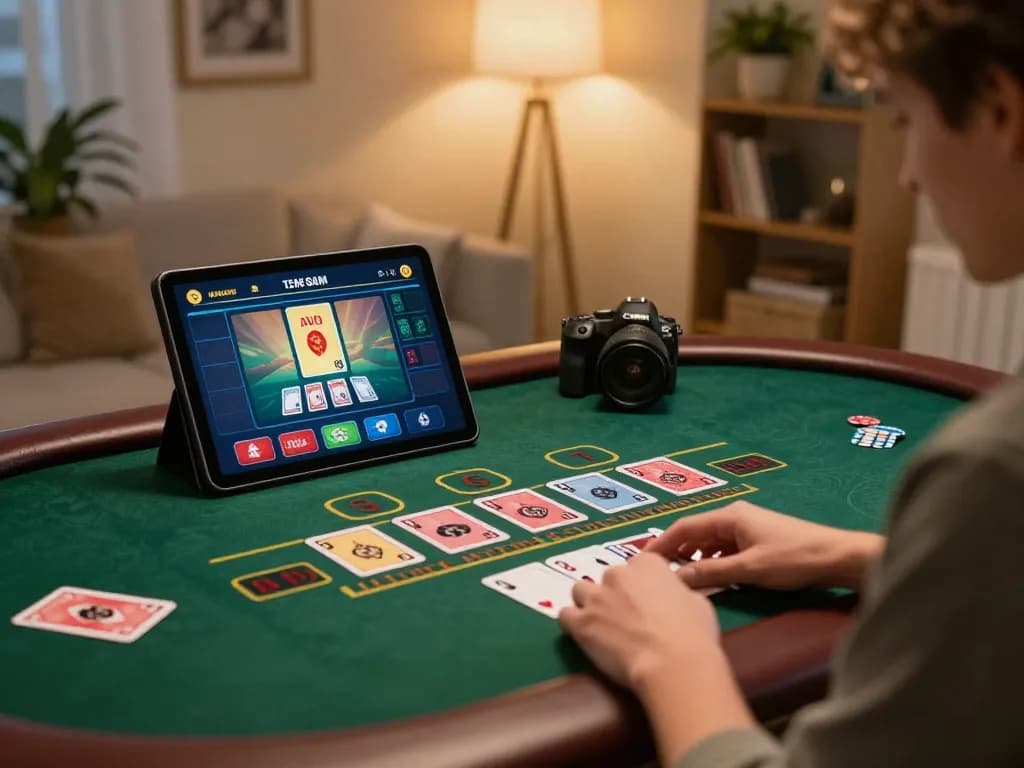 Engaging in online casino gaming with nhà cái 8xbet on a tablet, showcasing dynamic gameplay and strategy.