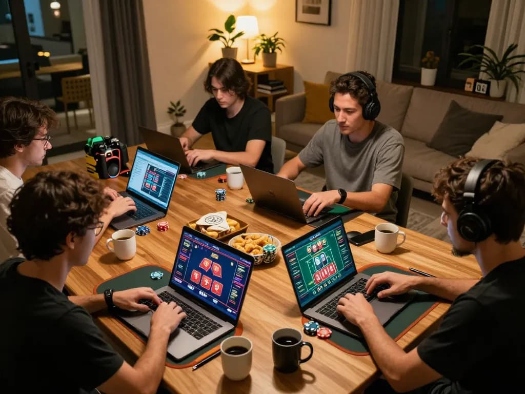 Engaged players using Poker88 Alternatif Link for an online game night at home