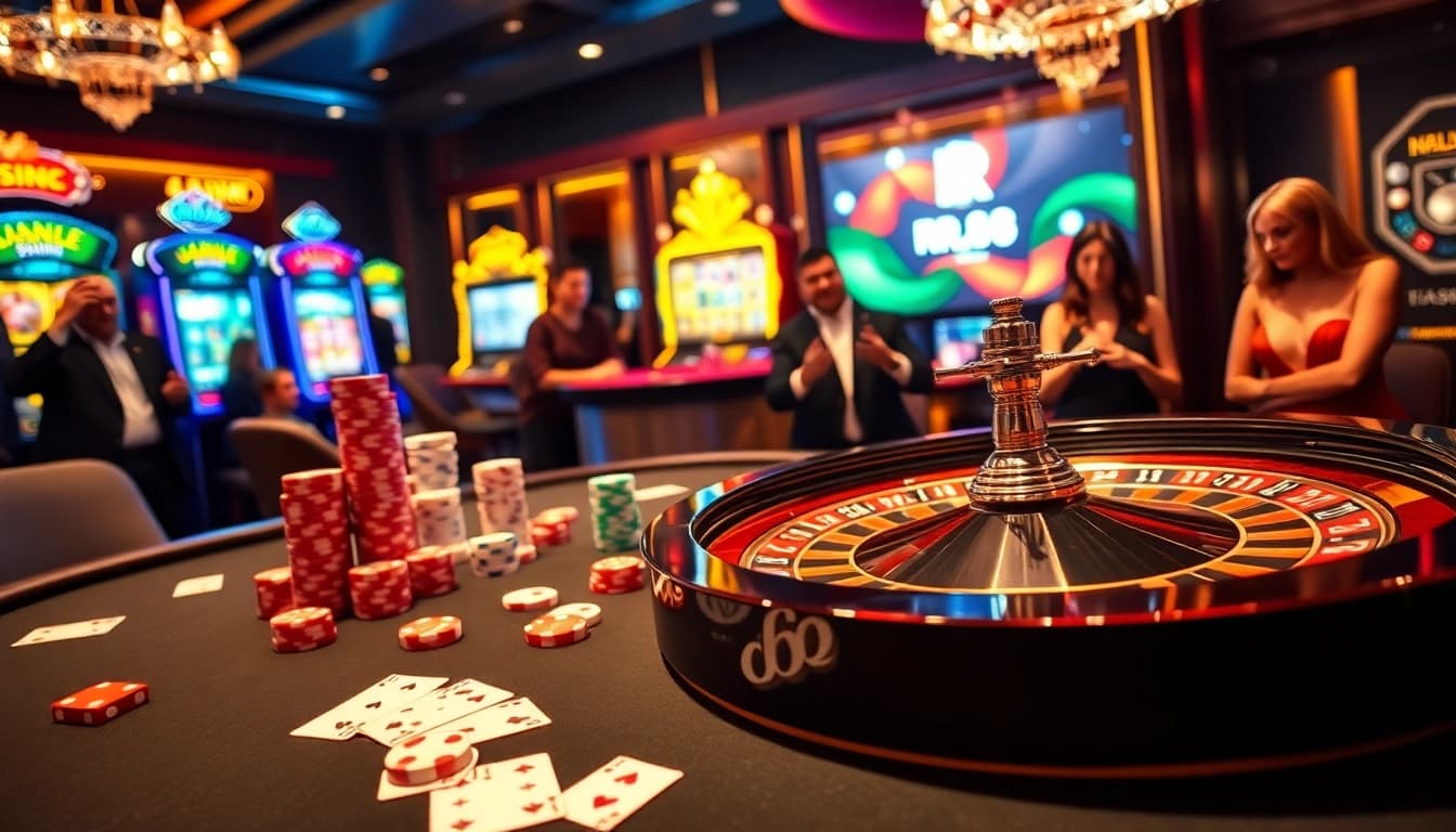Experience the excitement of link rr88 at a luxurious casino with vibrant games and players.