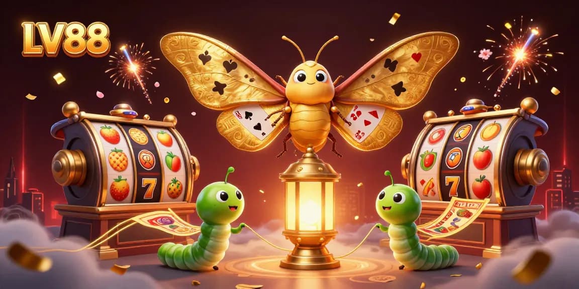 Win at LV88 with an ultra-detailed 3D illustration showcasing vibrant slot game elements, perfect for gamblers