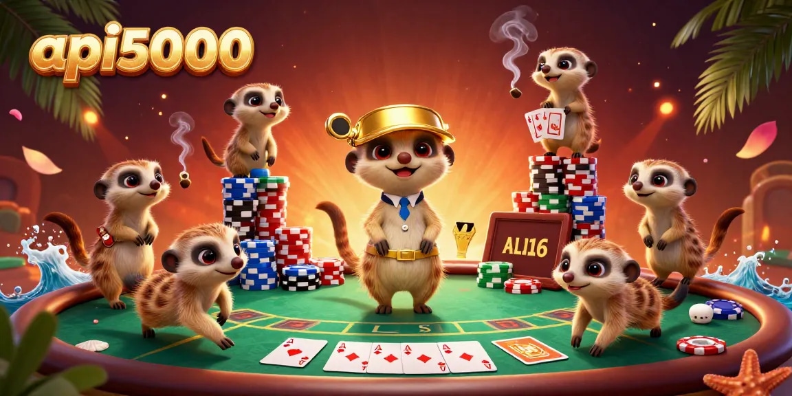 api5000 meningkatkan taruhan di kasino dengan koloni meerkat bermain kartu dan chip