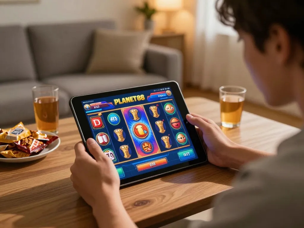 Engaging online gaming session on Planet88 showcasing vibrant casino graphics