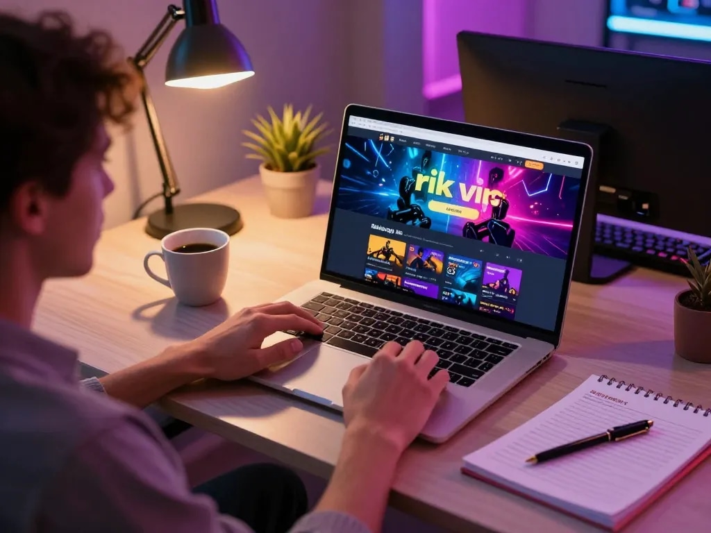Engaging online casino gameplay at rik vip with a cozy home setup for strategic gaming.