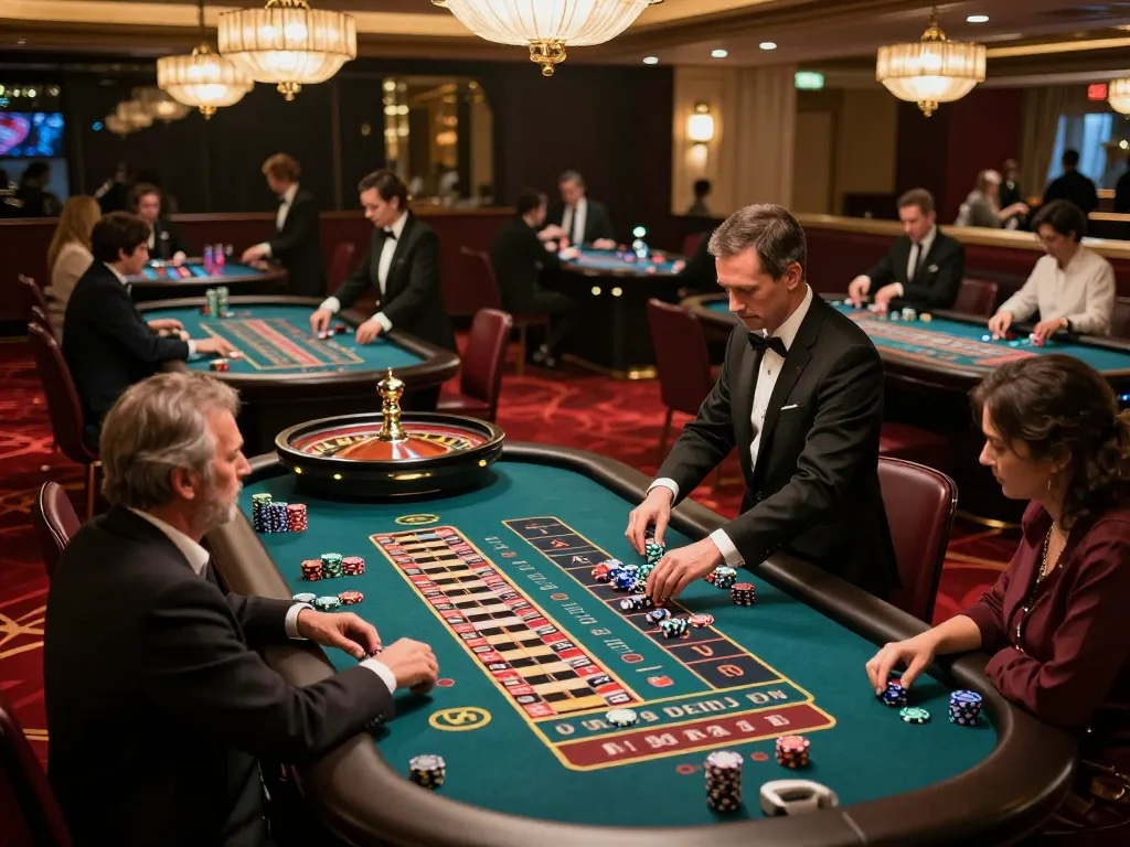 Players enjoying roulette at RR88, enhancing their gaming experience in a vibrant casino atmosphere.