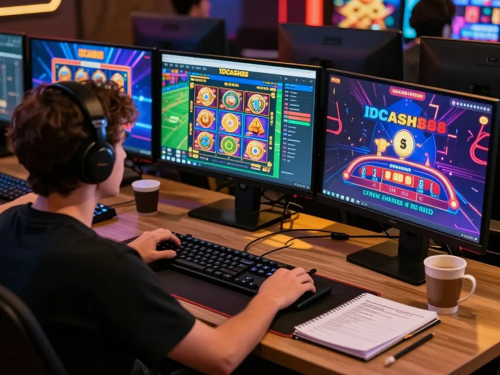 IDCASH88 slot games engaging players in an immersive online gaming atmosphere.