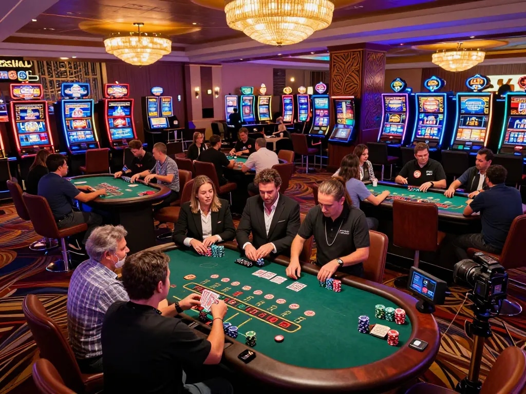 A thrilling blackjack showdown with players and dealers, showcasing SC88 strategic gameplay.