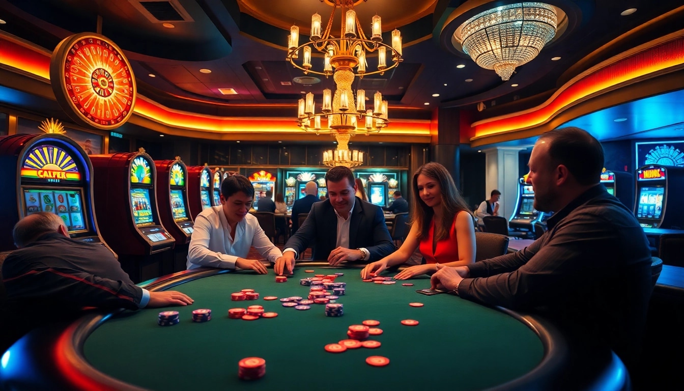 Experience the thrill of Ketquaxoso with players at a luxurious casino table during an intense poker game.