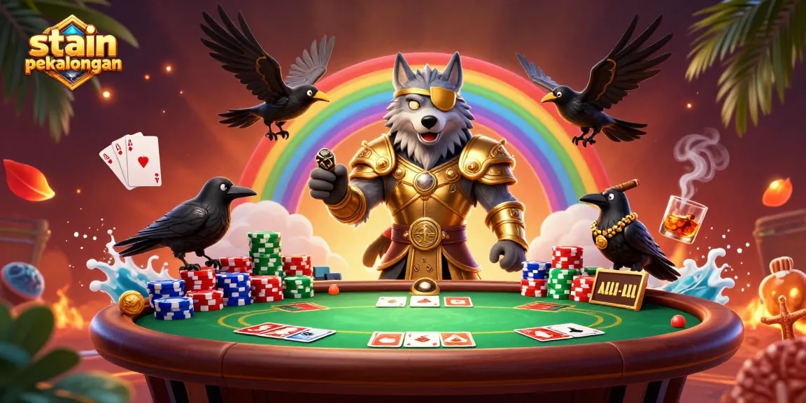 Engage in thrilling gameplay at stain pekalongan, featuring animated Norse-inspired characters amidst a vibrant casino scene.