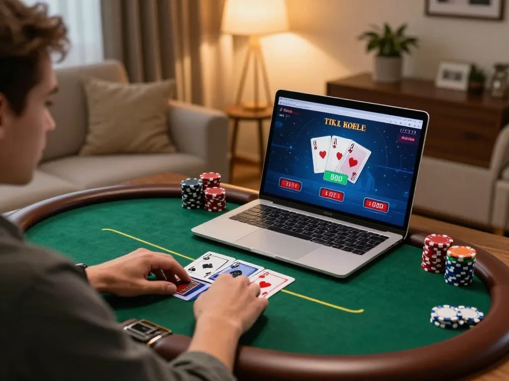 Winning strategies at lucks8 with an online poker session showing bets and cards.