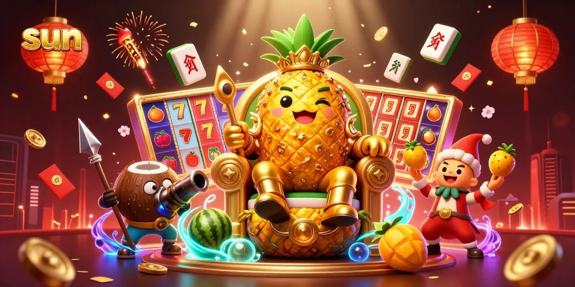 Engage in thrilling slots action with the sun-themed casino illustration featuring vibrant characters and rich elements.