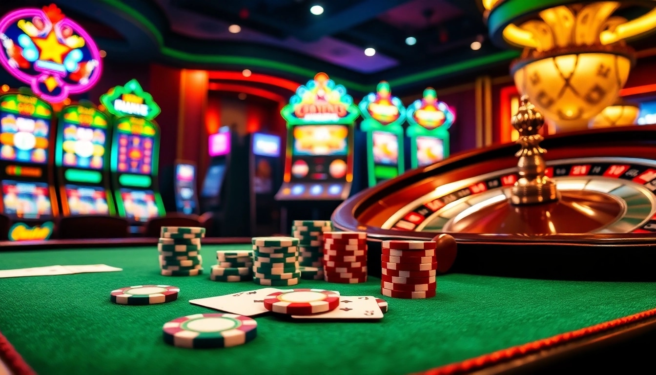Play poker at Nc88's luxurious table surrounded by dazzling slot machines and roulette excitement.