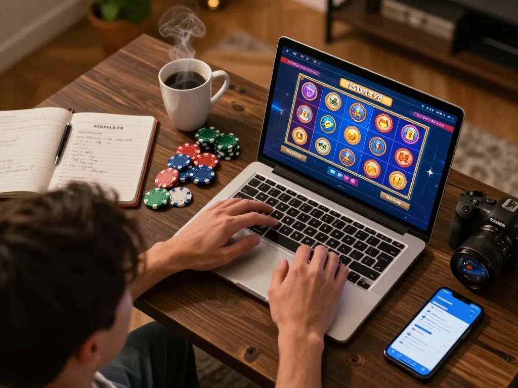KADAL778 player engaged in an interactive online gaming session, showcasing vibrant slot games.