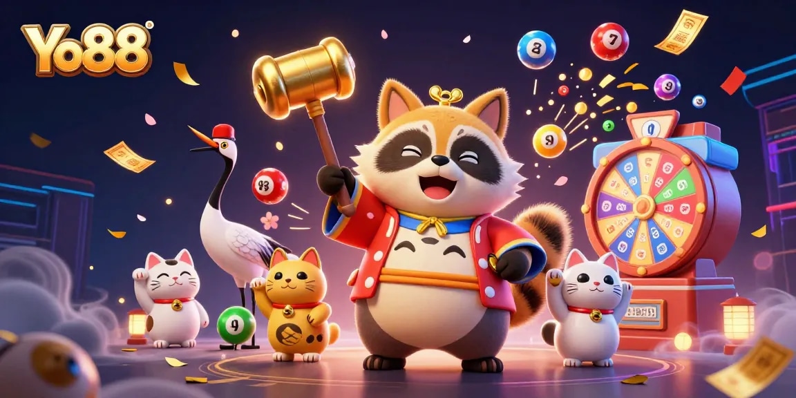 Experience winning excitement at Yo88 with dynamic lottery elements and cheerful characters.