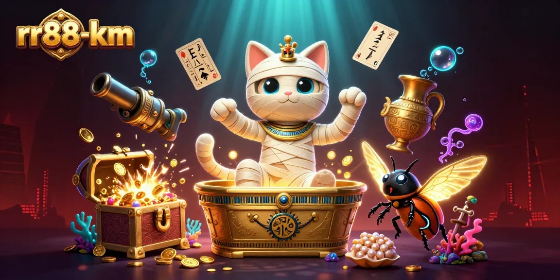 Experience thrilling gameplay at rr88-km with a vibrant pyramid casino scene featuring a mummy cat!