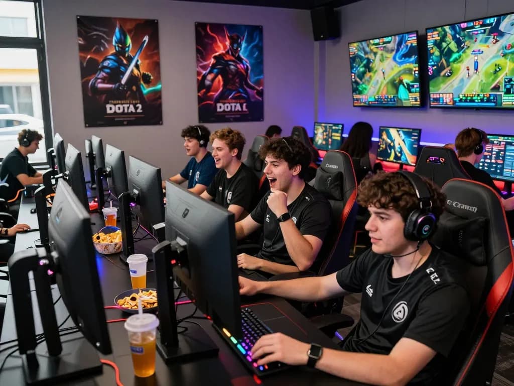 Esports betting scene showcasing excitement and community at https://gglbetsg.org/gglbet-sg/singapore-esports-betting-guide/ with young adults gaming and cheering.